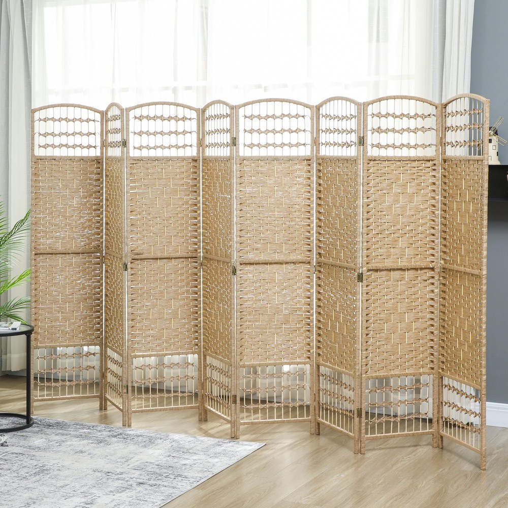 4 Panel Room Divider, Folding Screen, 5.6', Natural