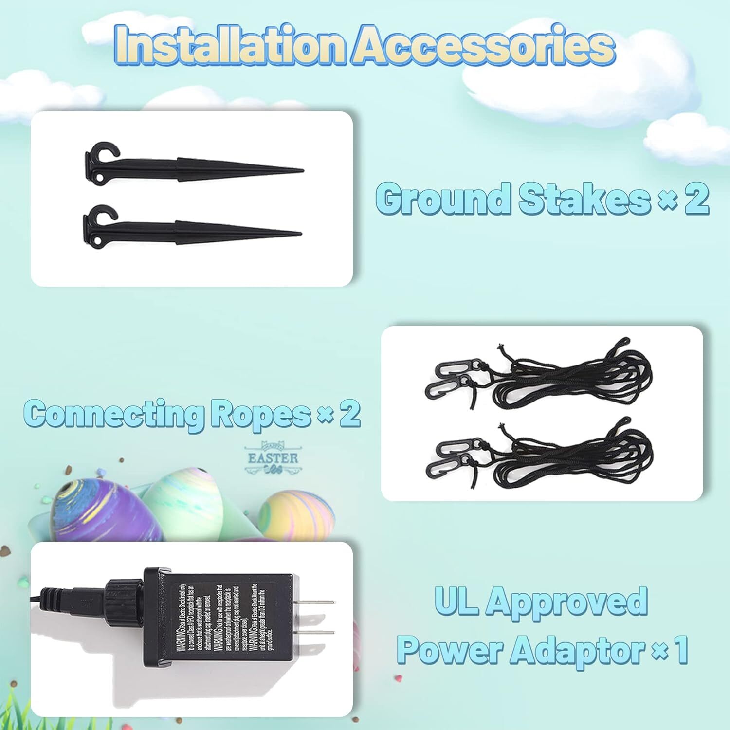 5 FT Easter Pink Bunny Inflatable Lighted Yard Decorations LED Blow up Rabbit