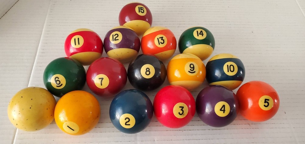 Vintage Billiard Pool Balls Complete Set Solid Condition Nice As Shown