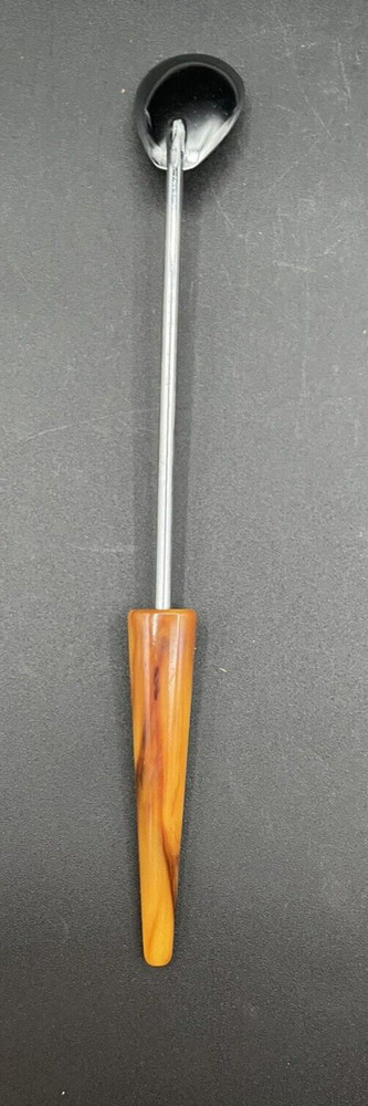 Tortoise Shell Bakelite Barware Martini Utensils - Spoon Tongs Strainer