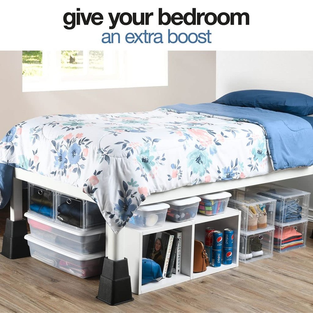 Home It Adjustable Bed Risers - Elevation in 3, 5 or 8 Inch - Heavy Duty Stac...