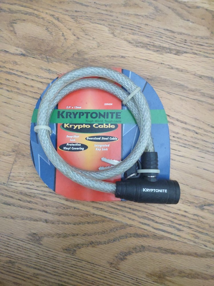 NEW KRYPTONITE KRYPTO CABLE KEY LOCK - 2.5' x 12mm - 229454