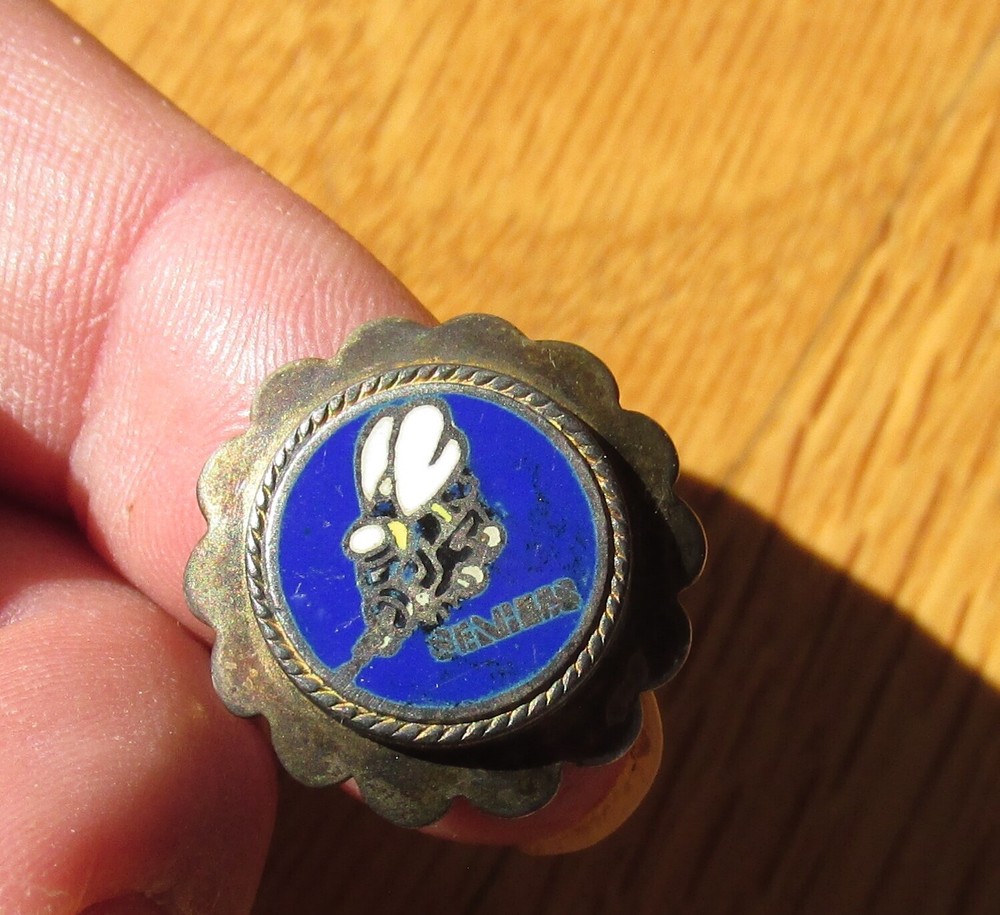 US Navy USN Seabee ring Silver enameled