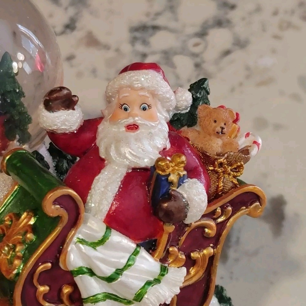 Christopher Radko Snowglobe Santa On Sleigh Mini With Box