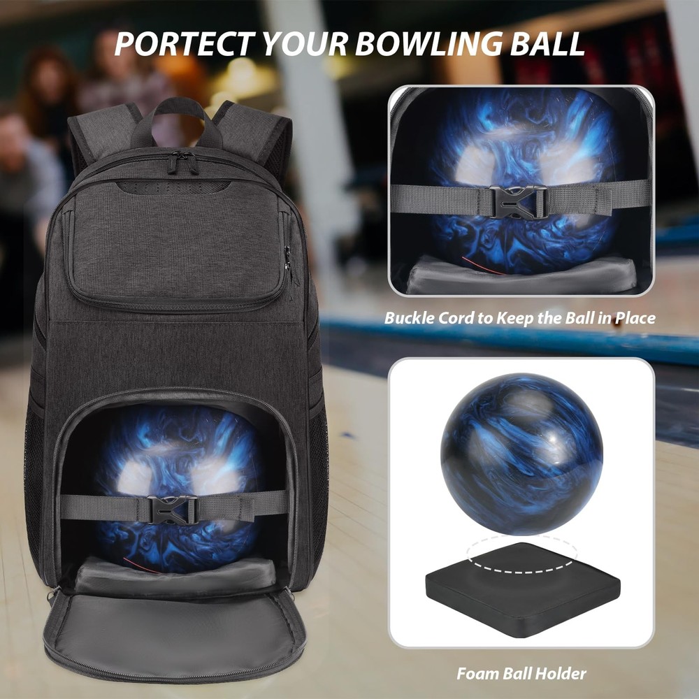 Bowling Bag Backpack, Bowling Ball Backpack for Single Ball with Shoe Compart...