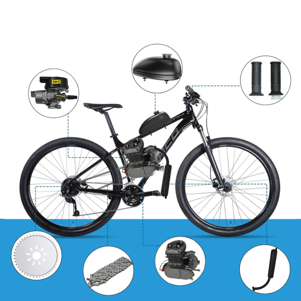 100cc 2-Stroke Engine Motor Kit for Motorized Bicycle Bike Gas Powered silver