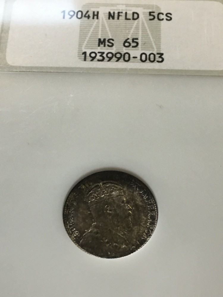 1904H NGC Graded Newfoundland, ¢5 Cent, **MS-65**