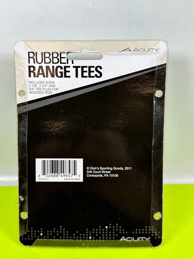 Three Rubber Range Golf Tees by Acuity NEW in Original Packaging