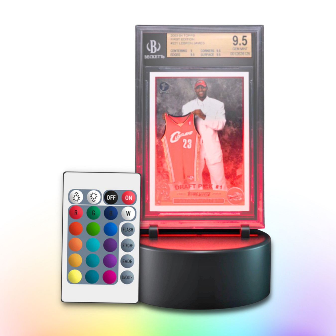 Sports Trading Card LED Color Changing Light Display Storage Stand Holder Remote