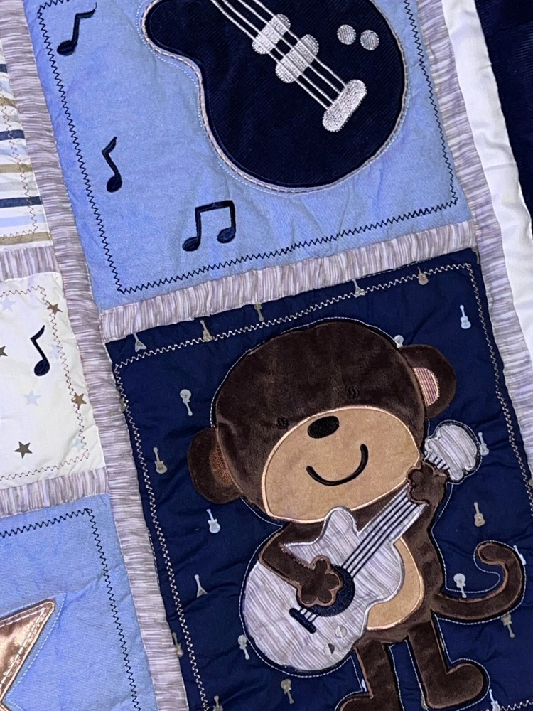 Carters 3Pcs Rock star Monkey Crib Bedding - see details 🌟