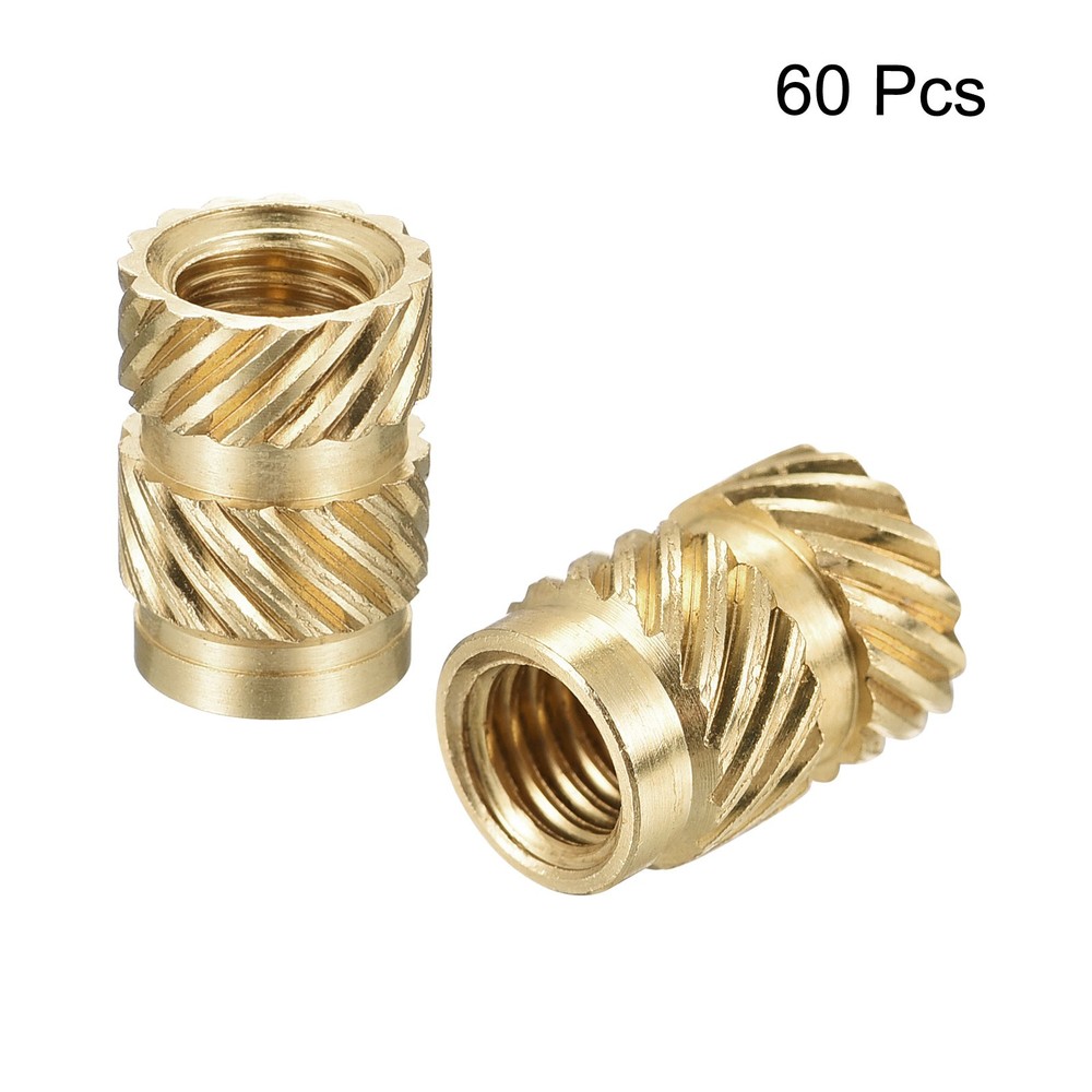 Knurled Insert Nut M5x10mm Lx7mm OD Female Thread Brass Embedding Nut 60Pack