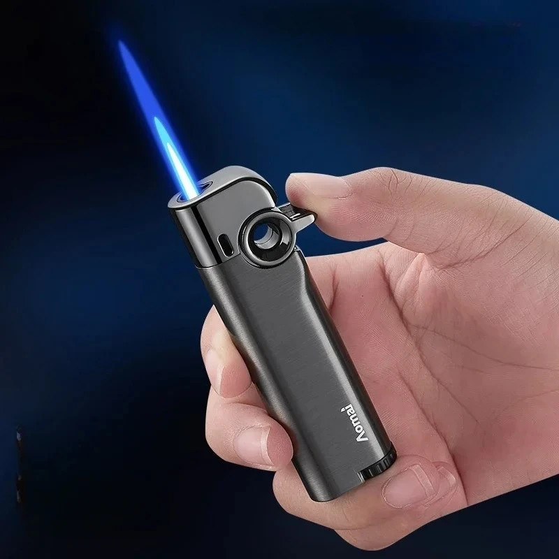Creative Metal Cigar lighter Rocker Arm Windproof Ignition tool Blue JET Flame