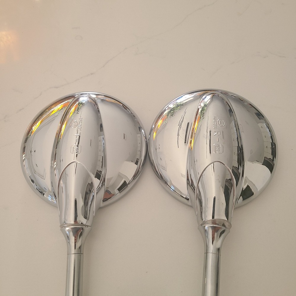 Pair Chrome Round Rear View Side Mirrors For Mobility Scooters