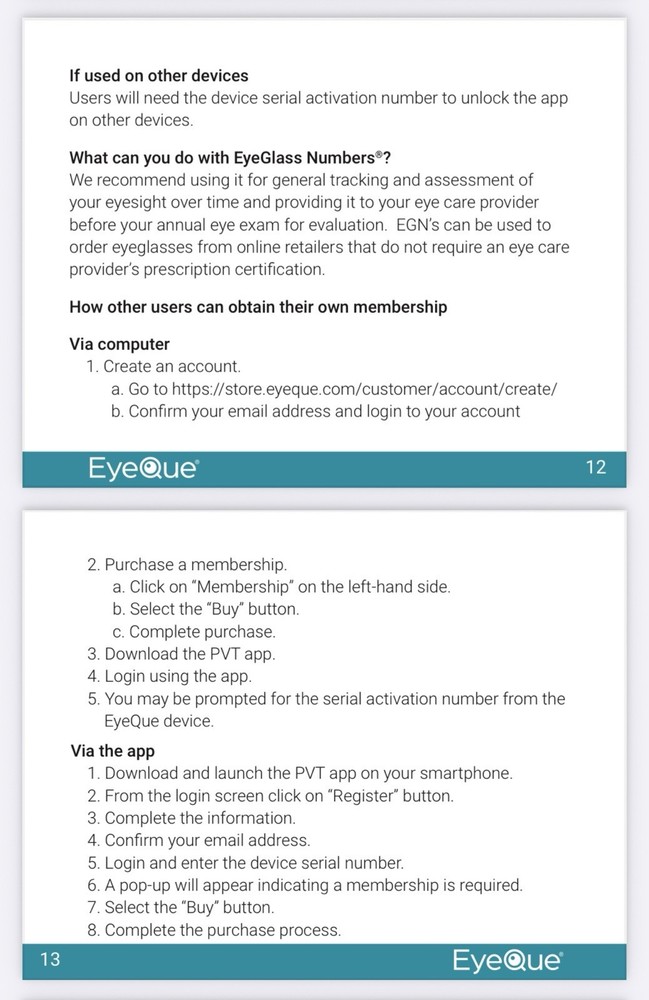EyeQue Personal Vision Tracker Ophthalmic Refractometer Home Test