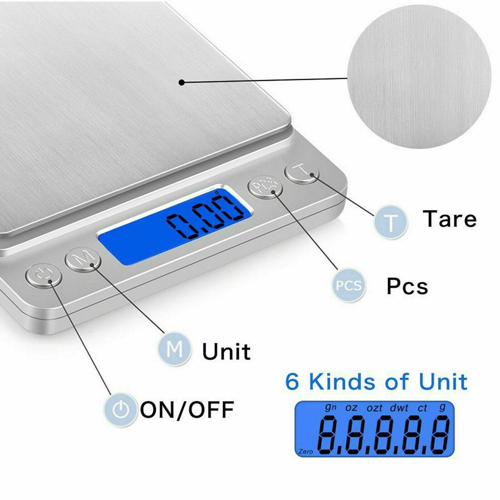 0.1g Accurate Digital Kitchen Scale Food Scale Gram Electronic Scale