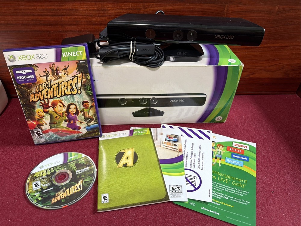 Microsoft, Xbox 360 Kinect Sensor, 1414, W/ Kinect Adventures, CIB, All untested
