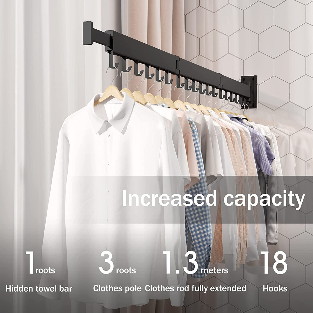 Clothes Drying Rack Wall Mounted,Extending Laundry Rack Wall Mount,Collapsible D