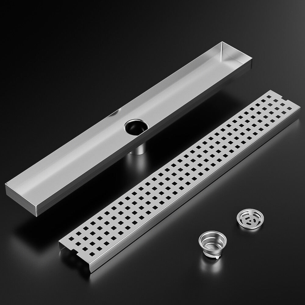 Invisible Linear Shower Floor Drain Square Rectangular Bathroom Stainless Steel