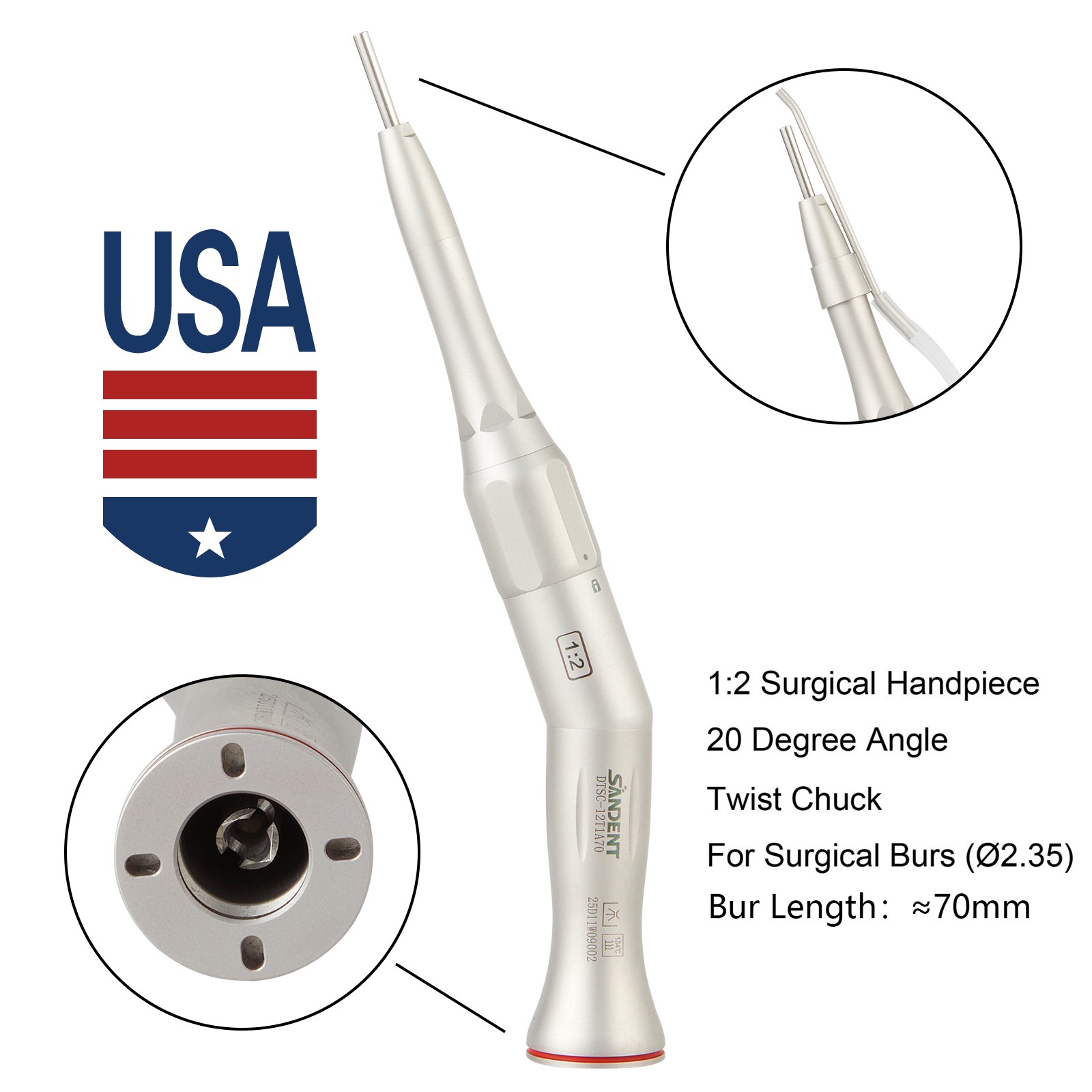 Dental Implant Motor Surgical Brushless Surgery Micromotor/1:2Surgical Handpiece