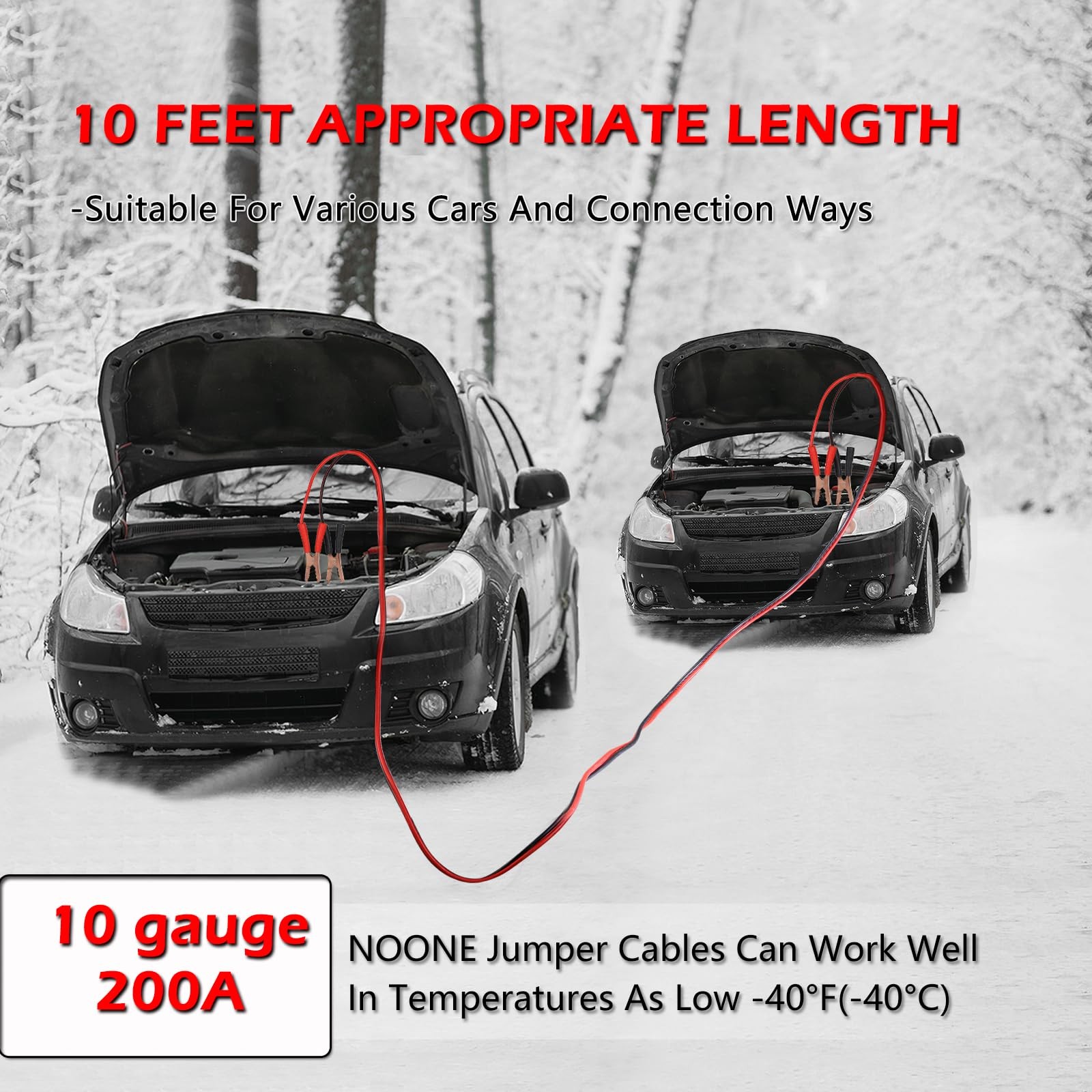 NOONE Jumper Cables for Car Battery, Heavy Duty Automotive Booster Cables for...