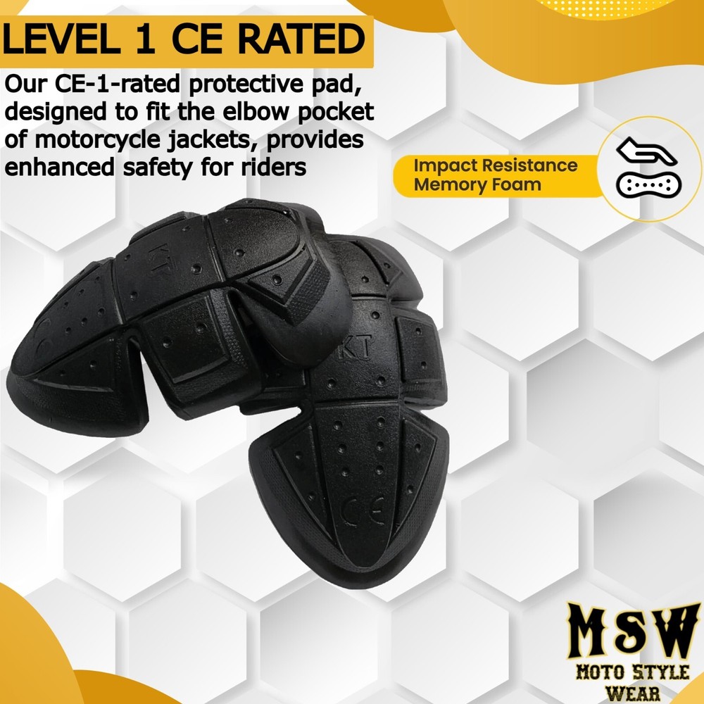 CE-1 Rated Elbow Protective Pads for Motorcycle Jacket (Black)