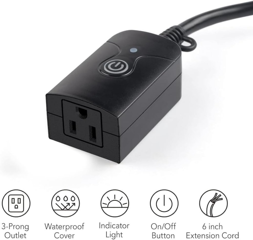 2 Pack Weatherproof Wireless Remote Control 3-Prong Outlet, 15A, 100ft Range