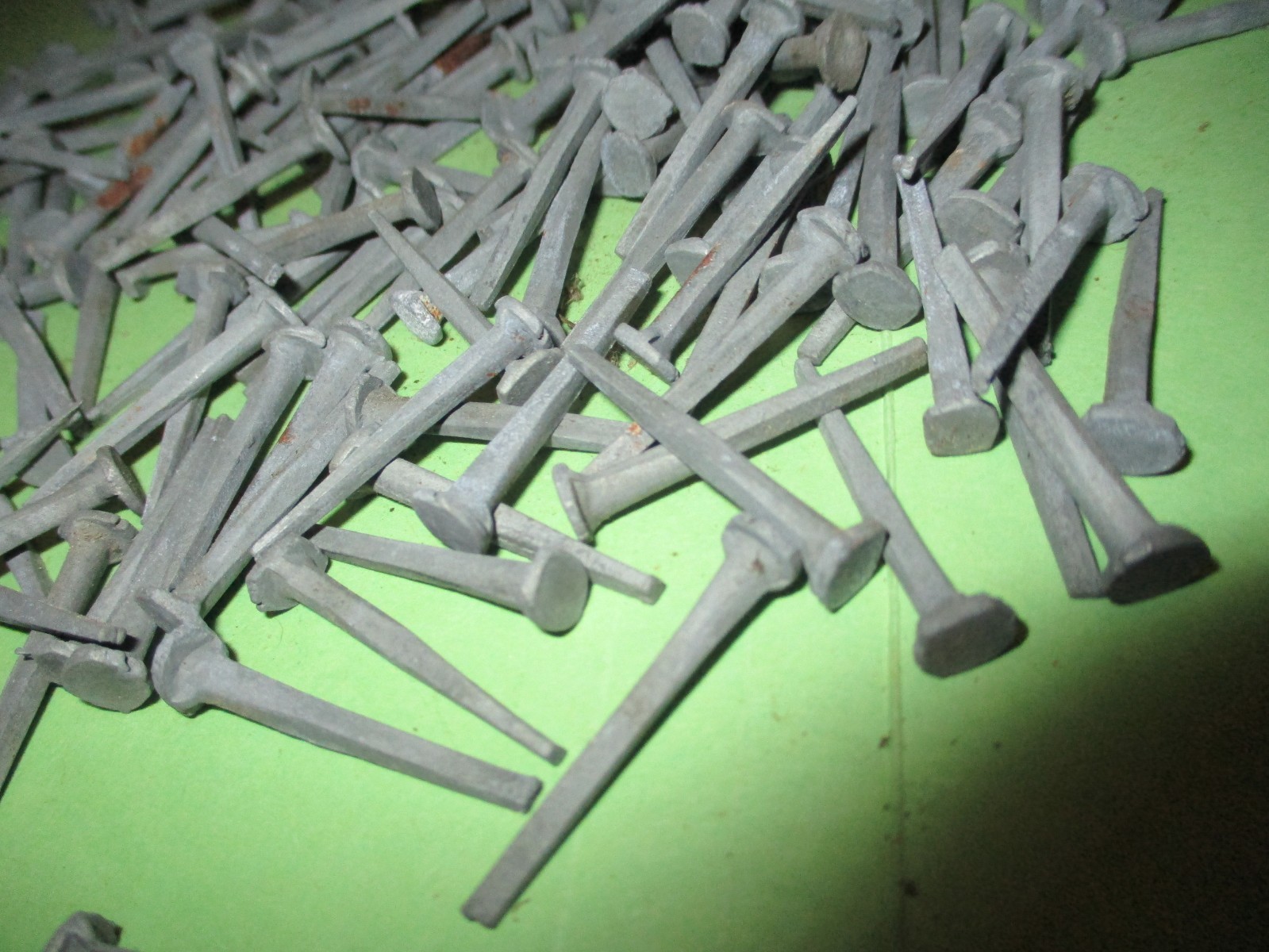 50--ORIG. ANTIQUE, 1 1/8" LONG SQUARE TAPPERED STEEL NAILS, BARN FIND ! - N.O.S.