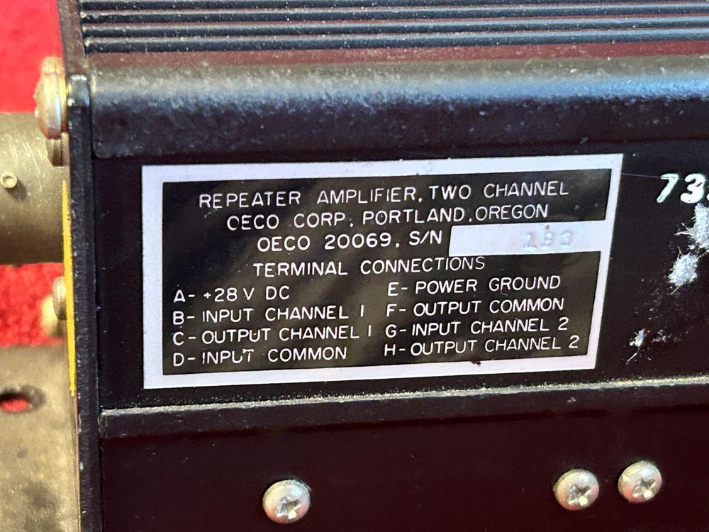 OECO TWO CHANNEL REPEATER AMPLIFIER P/N 20069