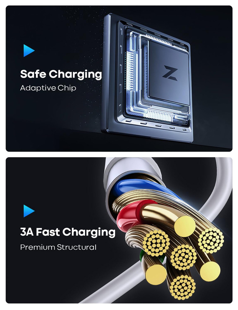 White PS5 USB C Charging Cable 10ft, Long Controller Charger