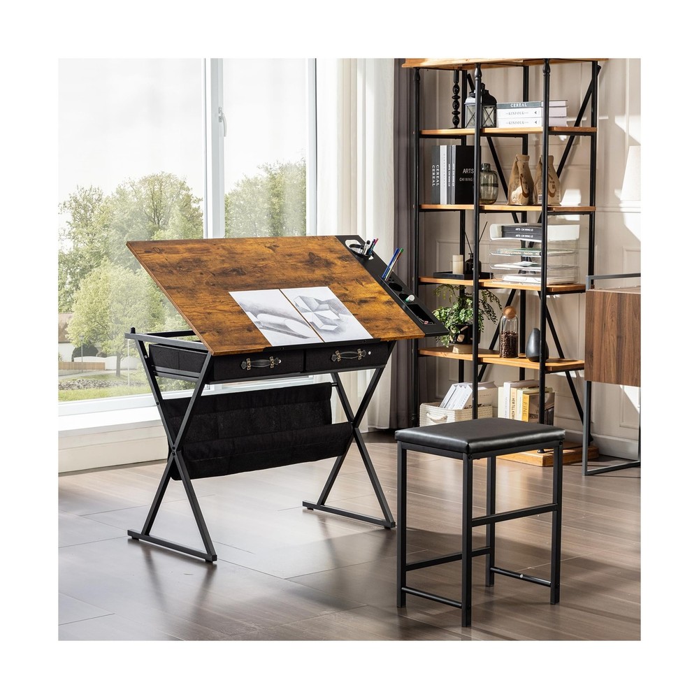 VECELO Drafting Table Art Desk Art Table Adjustable Drawing Table Tilted Tabl...