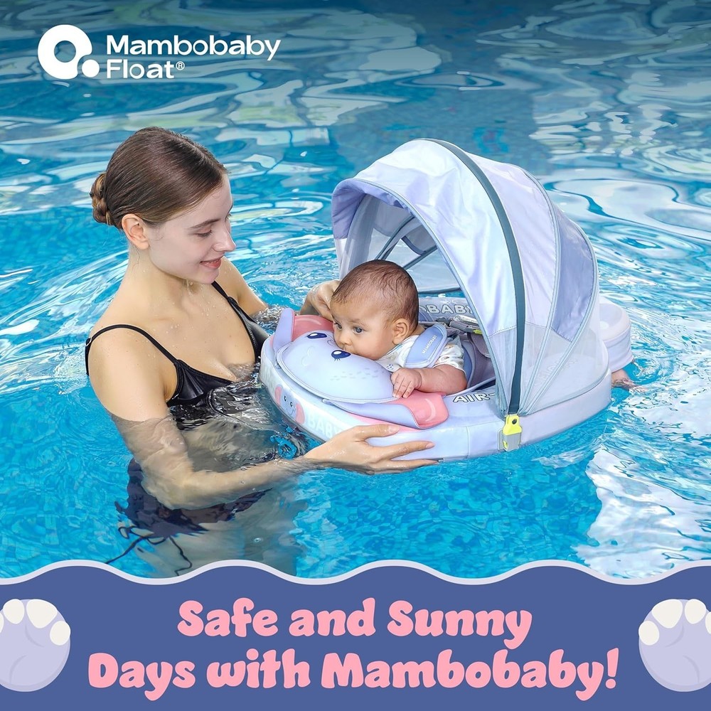 MAMBOBABYFLOAT Explorer Float w/Canopy & Carrier (Elephant Mom, Blue)