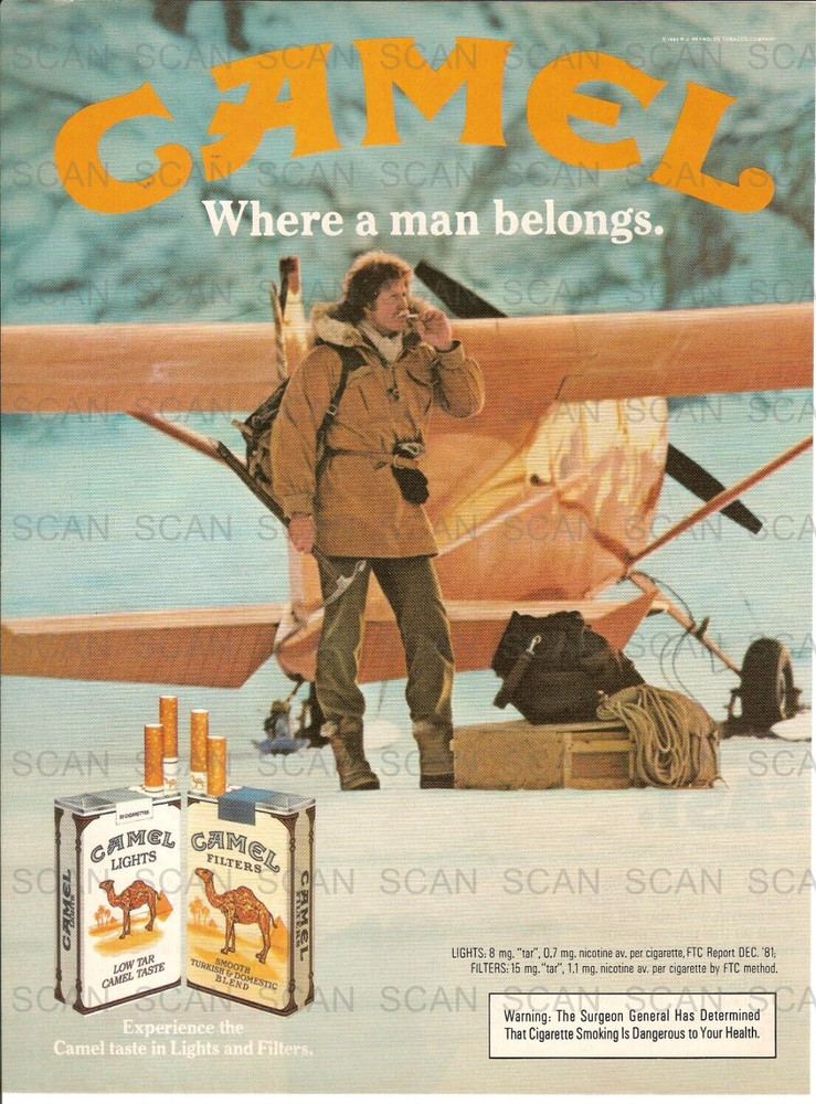 1982 Camel & Camel Lights Cigarettes Vintage Magazine Ad    Airplane  Bush Pilot