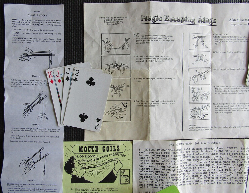 Magic trick instructions 1970's and tricks !