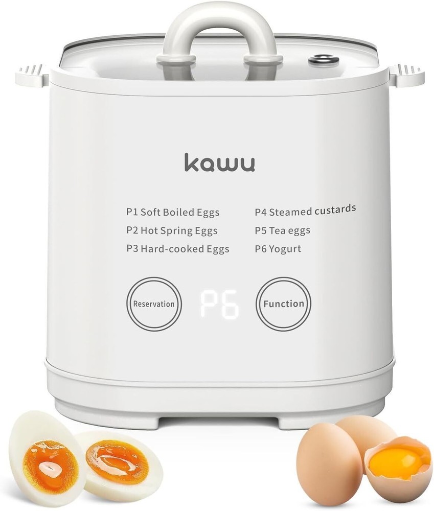 Rapid Egg Cooker 6-Function Egg Cooker for Hard Boiled Egg with Timer Bowl&Rack