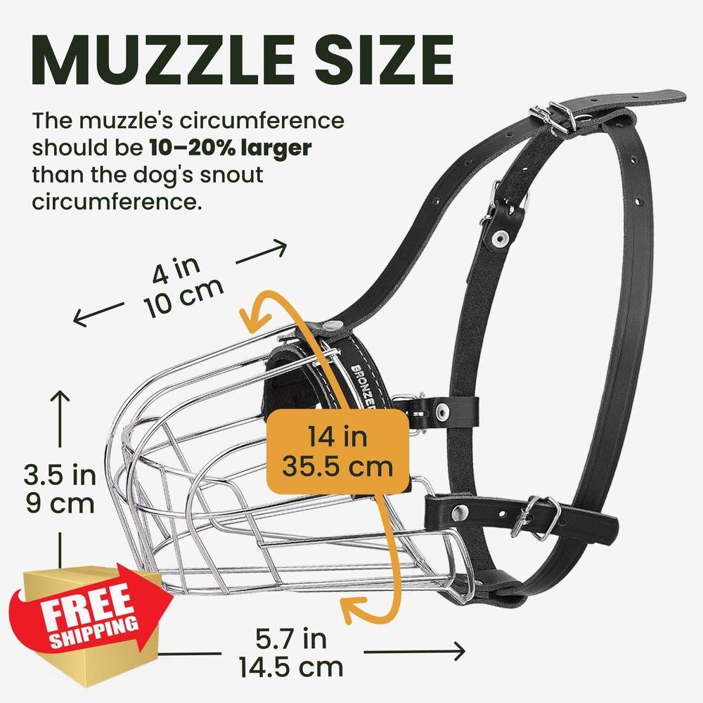 BRONZEDOG Pitbull Wire Muzzle - Graphite Metal, Large Dog Adjustable