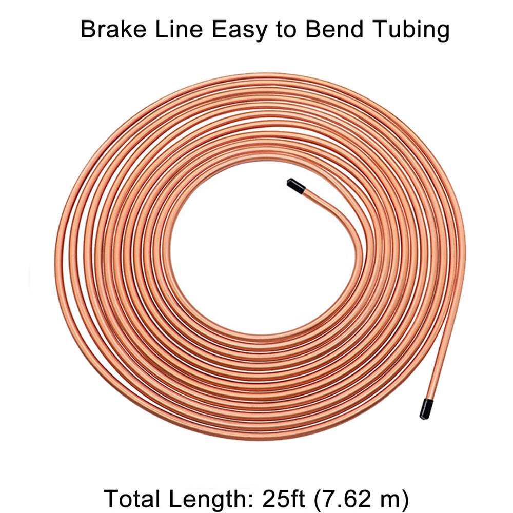 Copper Nickel Brake Line Tubing Kit 3/16 OD 25 Ft Coil Roll all Size Fittings