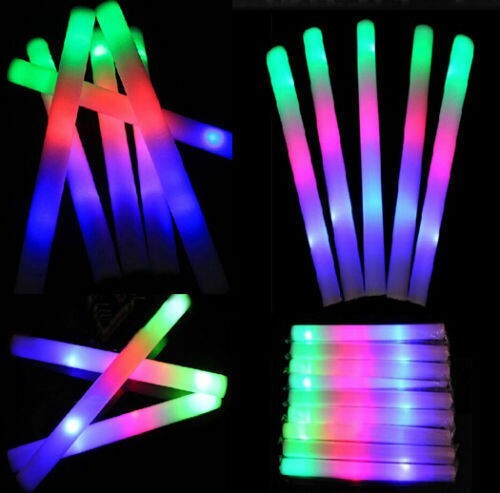 18'' Light Up Foam Sticks LED Wand Rally Batons DJ Flashing Glow Stick Party USA