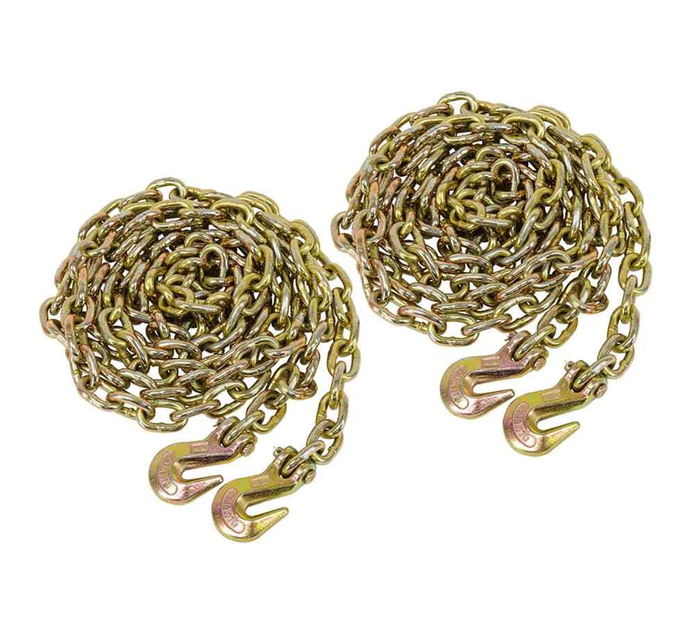 (2 Pack) NEW 3/8"x20' Grade 70 Transport Chain MADE IN USA! With G70 Grab hooks