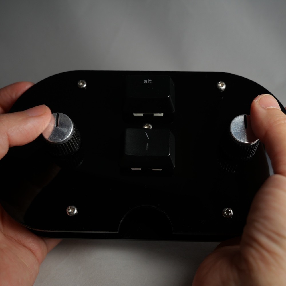 Black Acrylic Midi Controller with 2 Note Buttons and 2 Potentiometer Knobs