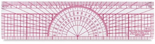 Transparent Protractor Ruler 6 Inch 15cm for School Office Drafting