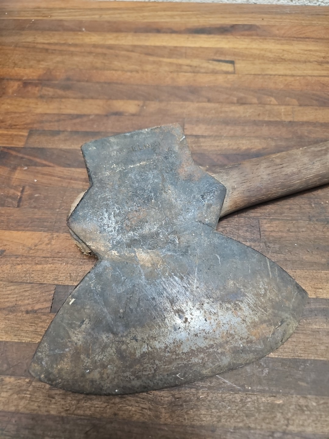 R22- Antique W. Dellinger Hand Forge Broad Axe - LANCASTER PA 1860s - 6 lb 8 oz