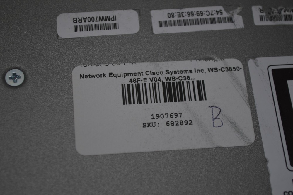 Cisco Systems Inc WS-C3850-48F-E V04 Network Switch