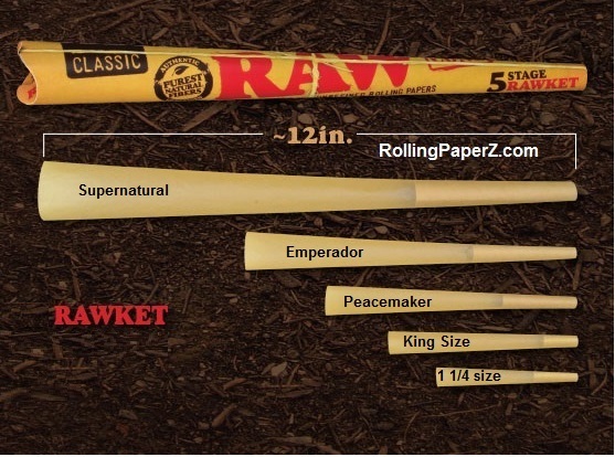 RAW "RAWket" FIVE CONE KIT Rolling Papers - NEW Assorted SIZES PRE ROLLED CONES