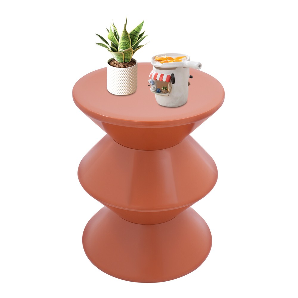 Orange Round Side Table Indoor PET End Table 36*45cm Floor-Standing Side Table