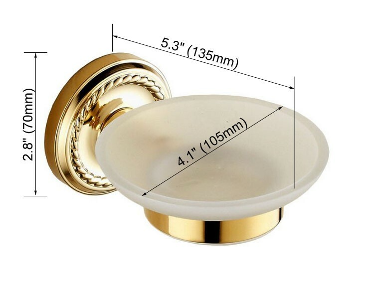 Gold Color Brass Bathroom Accessory Wall Mounted Soap Dish Holder Rack wba612