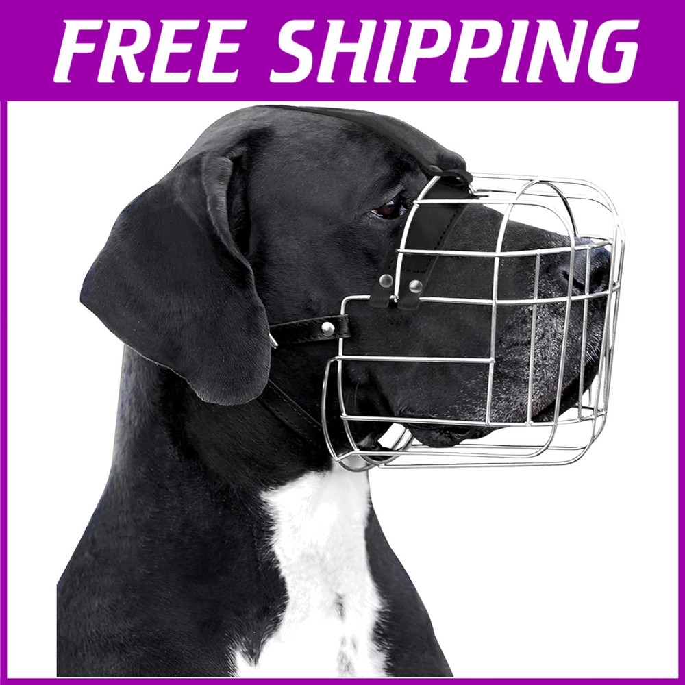 Adjustable Metal Wire Basket Muzzle for Large Dogs-