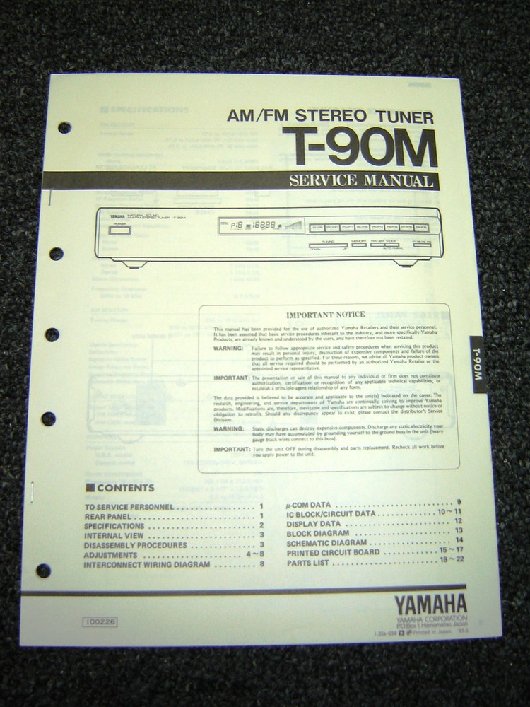 Original Yamaha T-90M Service Manual