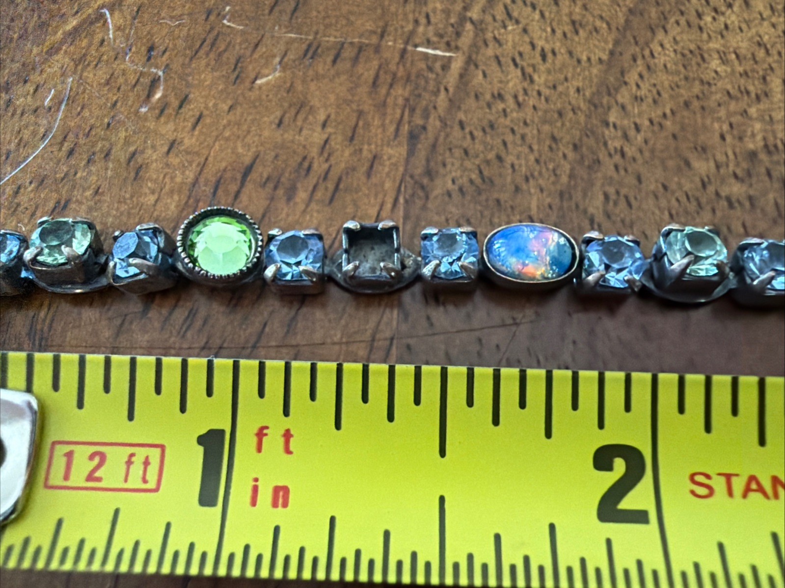 Mary Demarco Fairycore Rhinestone Tulip Glass Opal Hand Clasp Necklace 13"