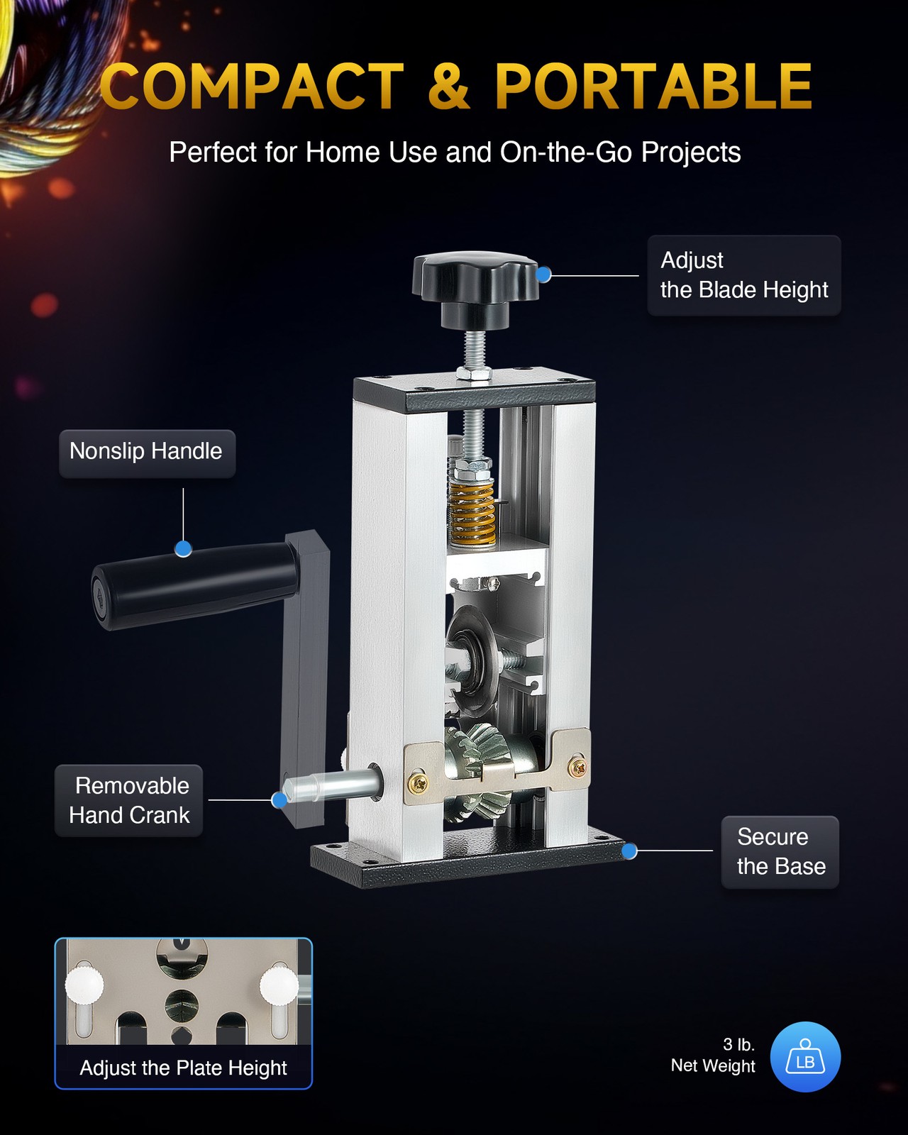 CREWORKS Manual Wire Stripping Machine Portable Cable Stripper Hand Crank Drill
