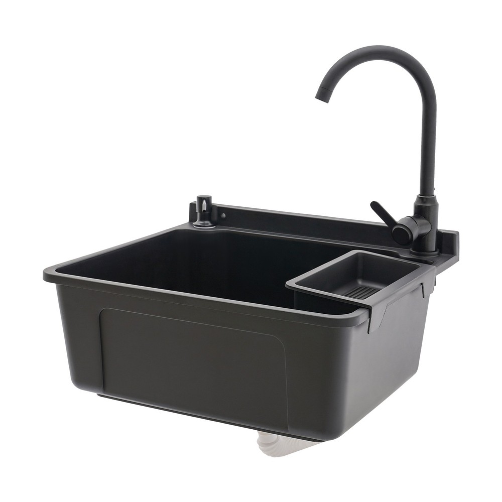 Wall-Mounted Bathroom Sink, Modern Laundry Sink, Rectangular Utility Sink Black